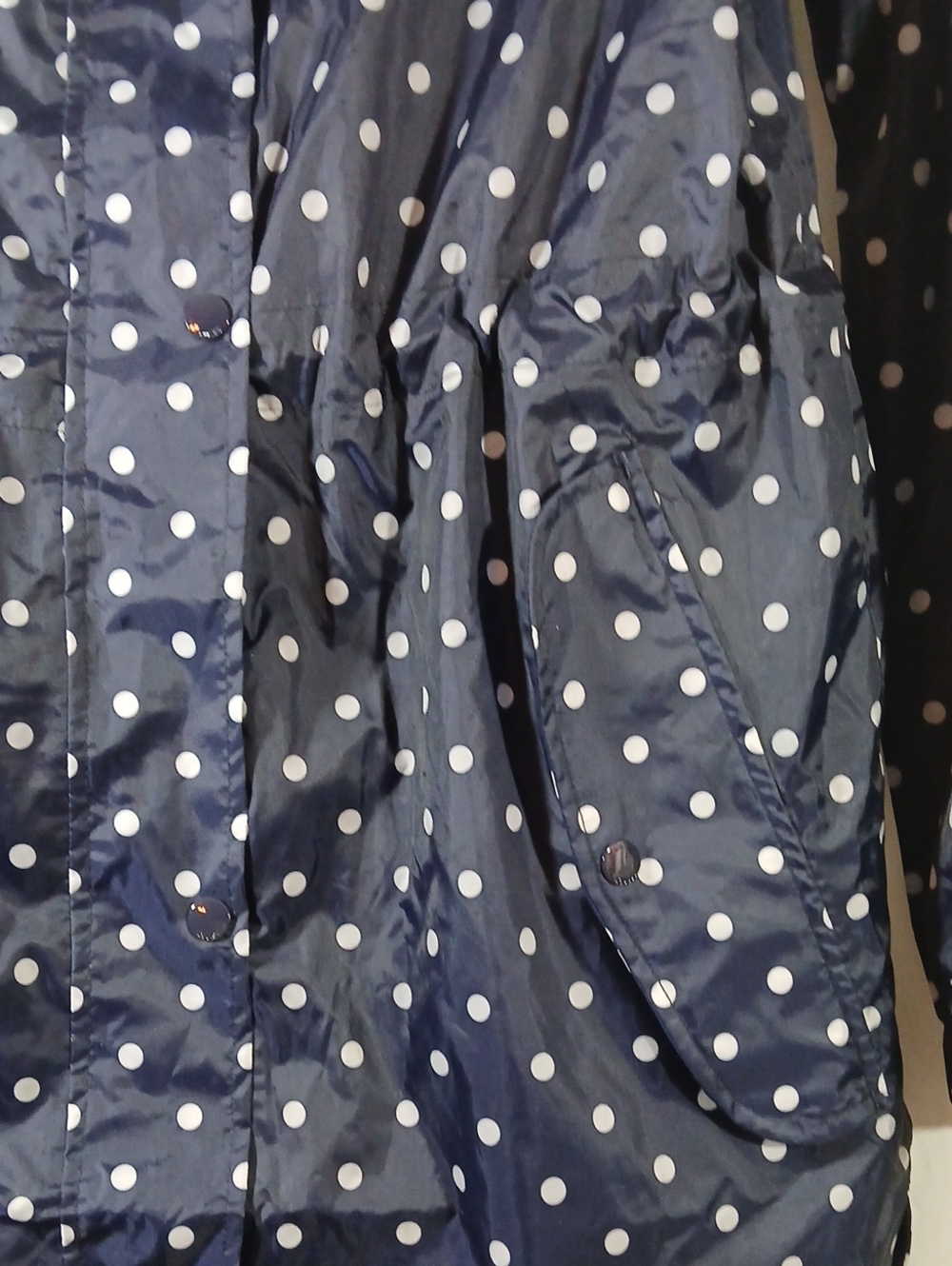 Joules NWT Womens 10 Rain Jacket Parka Blue Polka Dot Packable Waterproof Hooded - Picture 6 of 16
